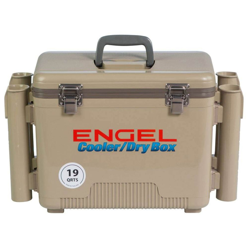 Engel 19-Quart Fishing Rod Holder Cooler and Container, Tan (4 Pack)