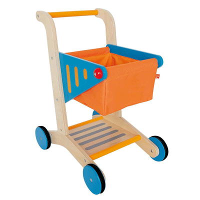 Hape Pretend Play Mini Wooden Kids Supermarket Grocery Shopping Cart (2 Pack)