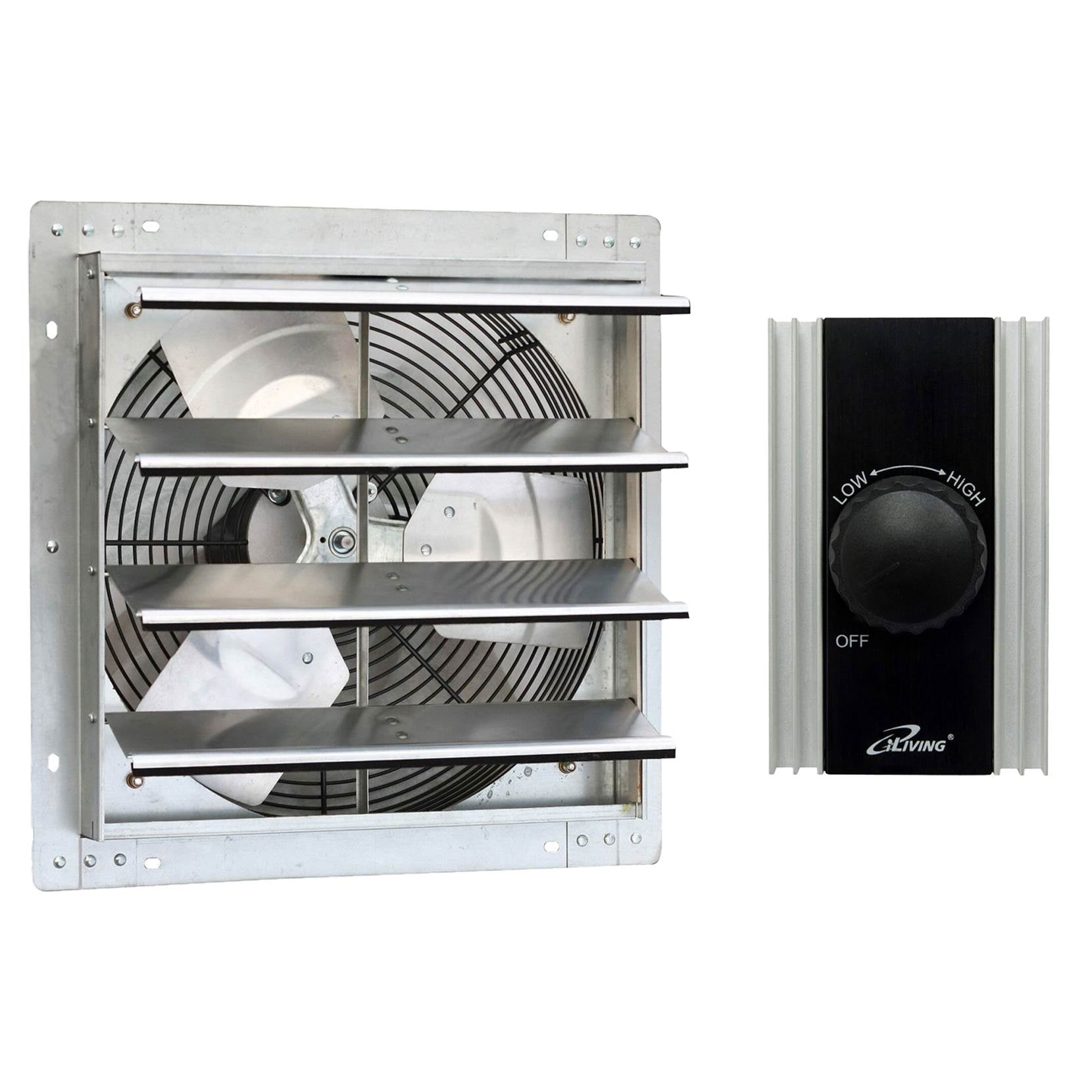iLiving16 Inch Wall Mounted Steel Exhaust Fan & Fan Speed Controller 120V 8A