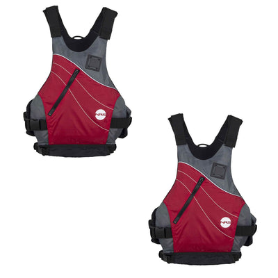 NRS Vapor Adult Small Medium PFD Type III Boating Life Jacket Vest, Red (2 Pack)
