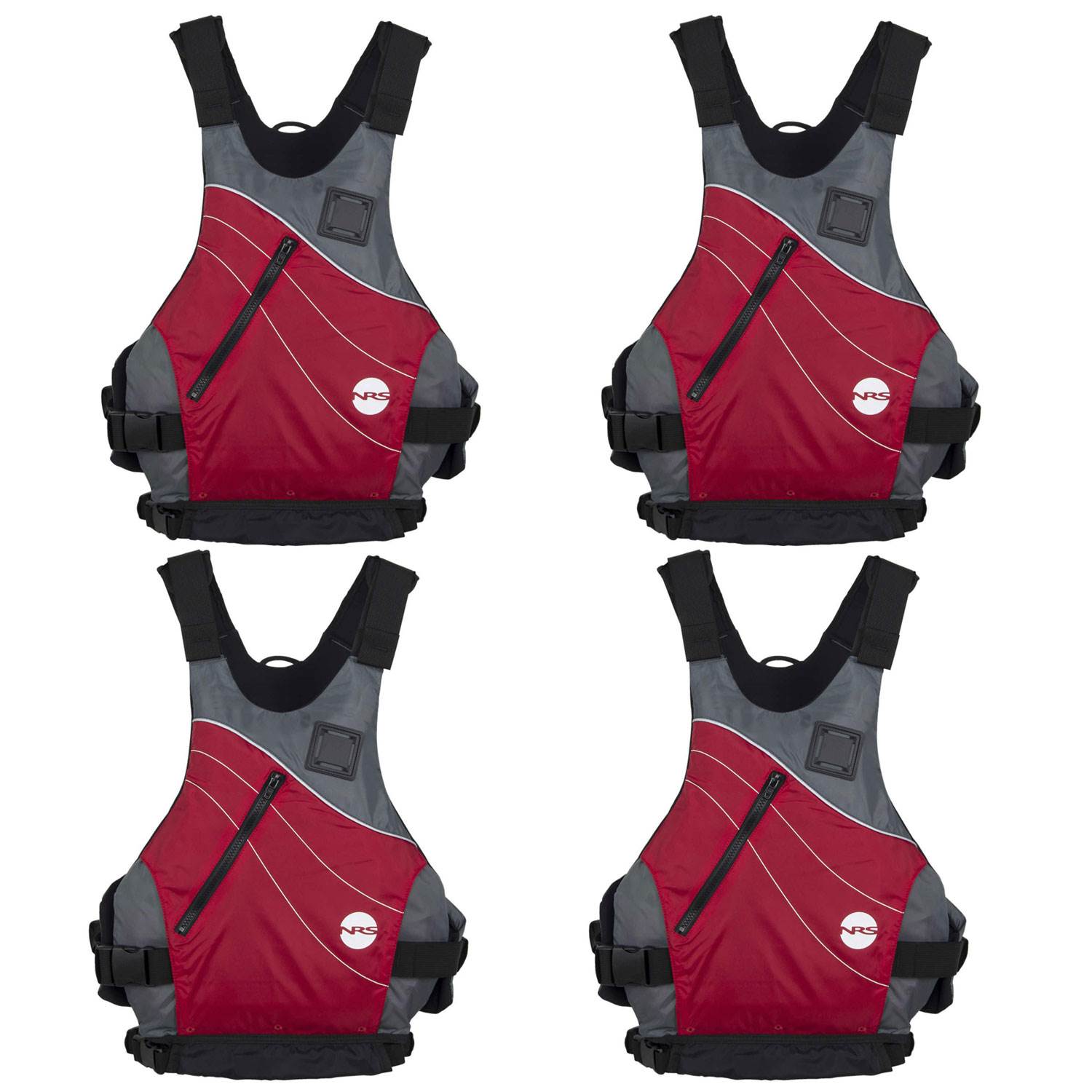 NRS Vapor Adult Small Medium PFD Type III Boating Life Jacket Vest, Red (4 Pack)