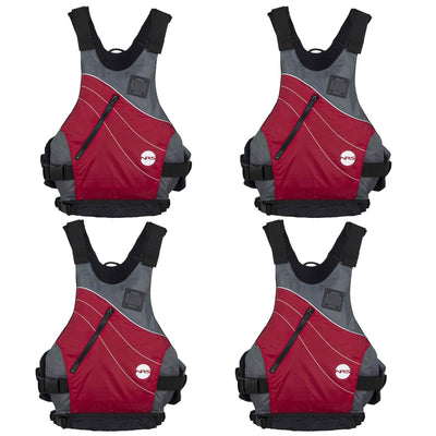 NRS Vapor Adult Small Medium PFD Type III Boating Life Jacket Vest, Red (4 Pack)
