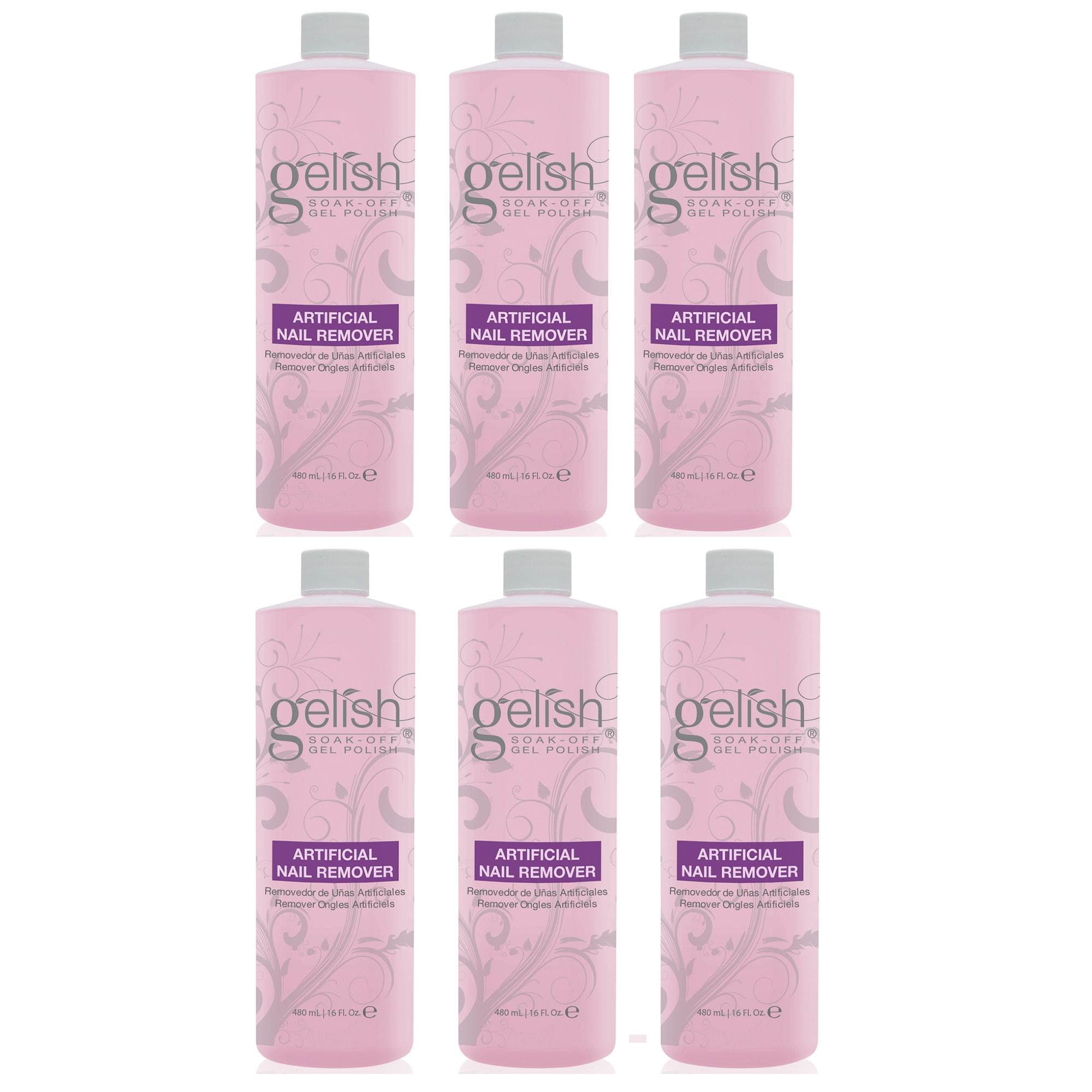 Gelish Artificial Refill Soak Off Gel Hand Nail Polish Remover 480mL (6 Pack)