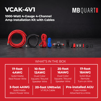 Maxxsonics 1000W 4 Gauge 4 Channel Amp Installation Kit w/ Cables (2 Pack)