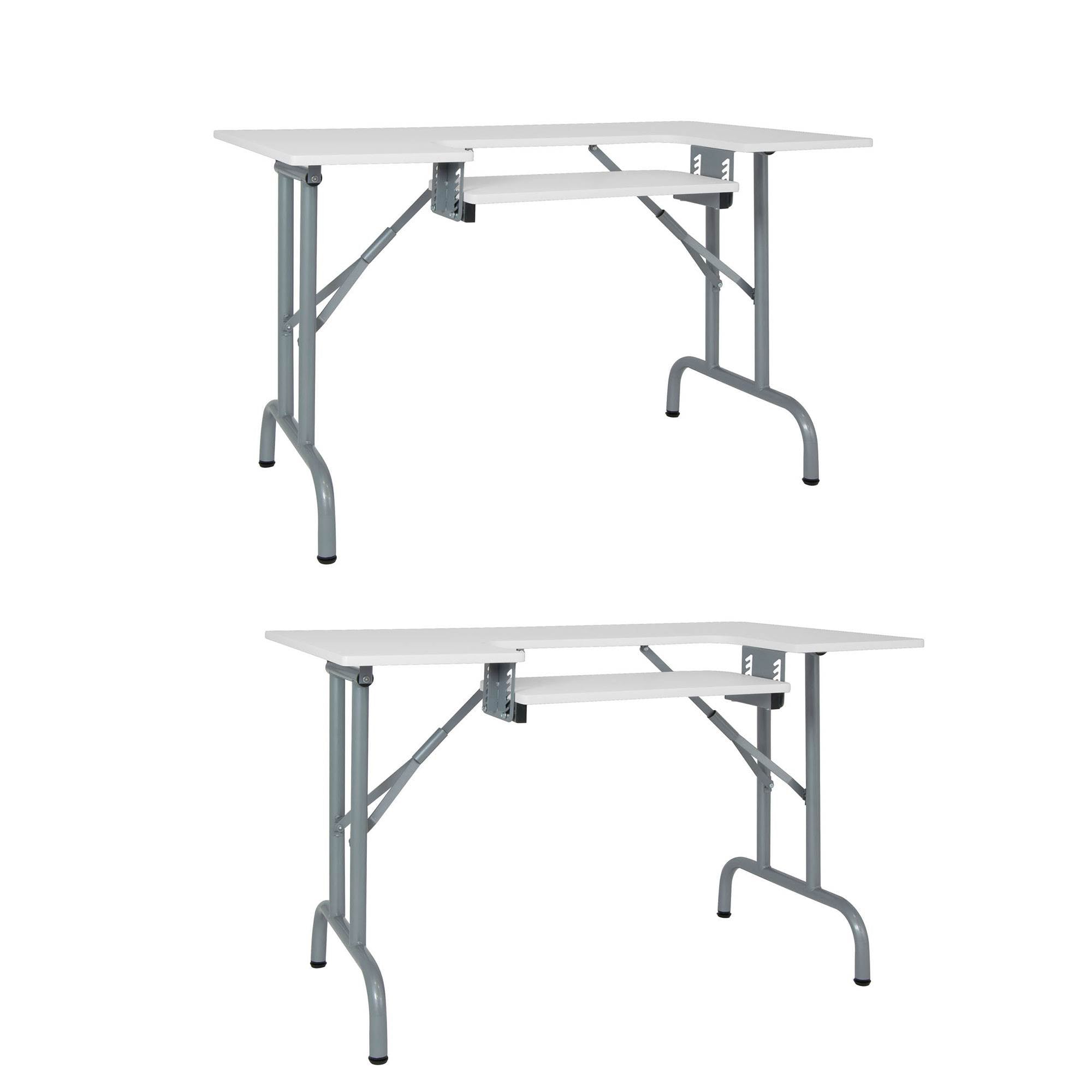 Studio Designs Folding Multipurpose Craft Table w/ Machine Shelf, White (2 Pack)