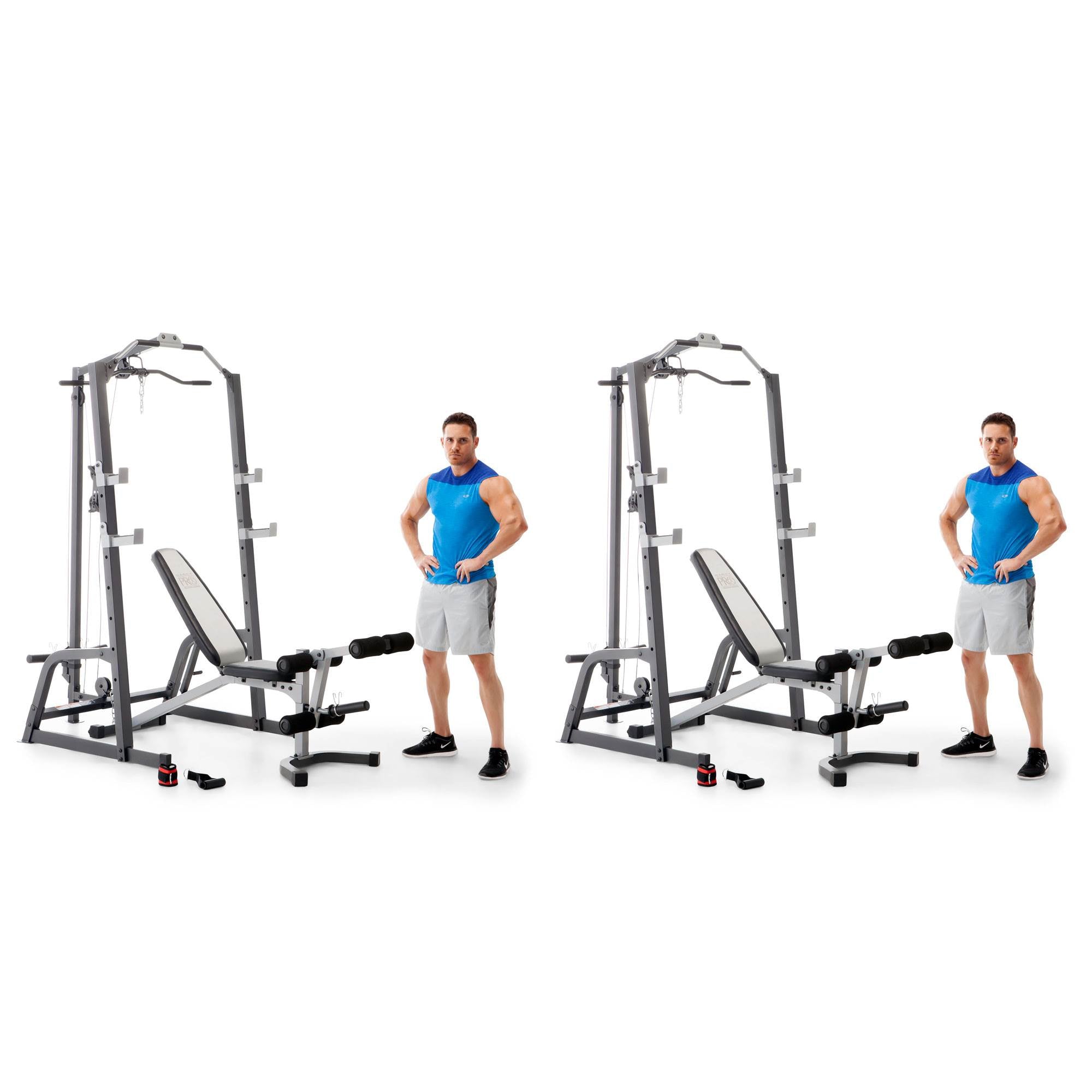 Marcy Home Gym Fitness Deluxe Cage System with Weight Lifting Bench (2 Pack)