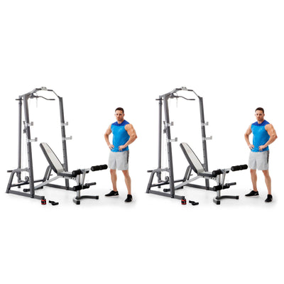 Marcy Home Gym Fitness Deluxe Cage System with Weight Lifting Bench (2 Pack)
