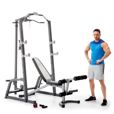 Marcy Home Gym Fitness Deluxe Cage System with Weight Lifting Bench (2 Pack)