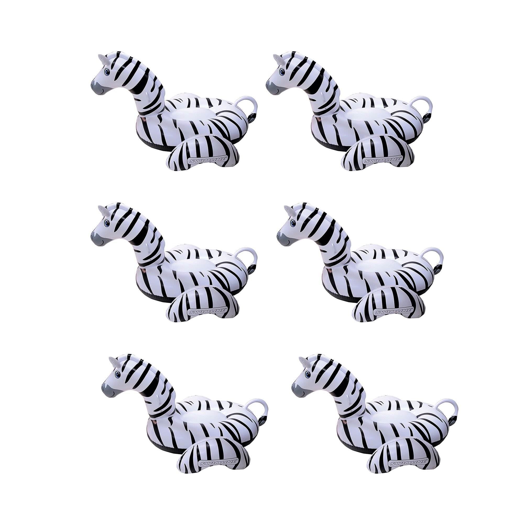 Swimline Zebra 2-Person Ride-On Inflatable Vinyl Swimming Pool Float (6 Pack)