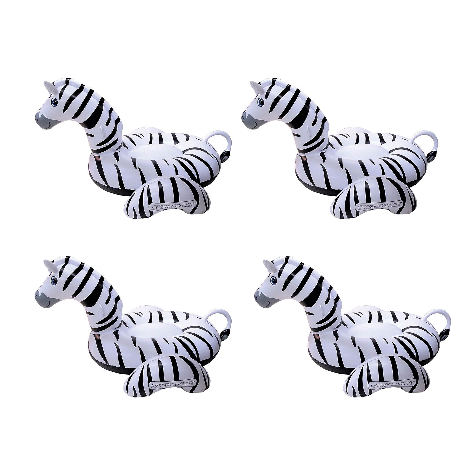 Swimline Zebra 2-Person Ride-On Inflatable Vinyl Swimming Pool Float (4 Pack)