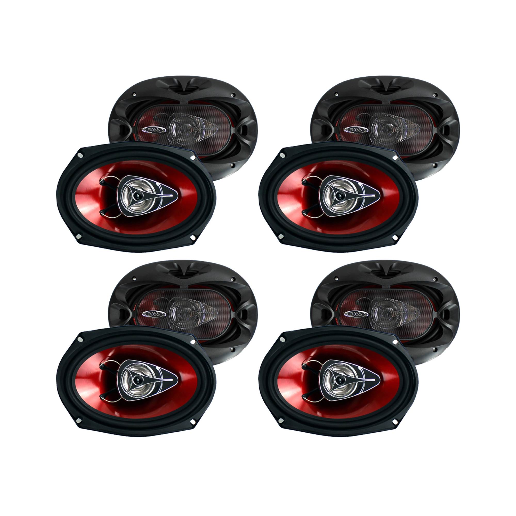 BOSS Chaos 6x9" 2-Way 350W Car Coaxial Audio Speakers Stereo Red (4 Pack)