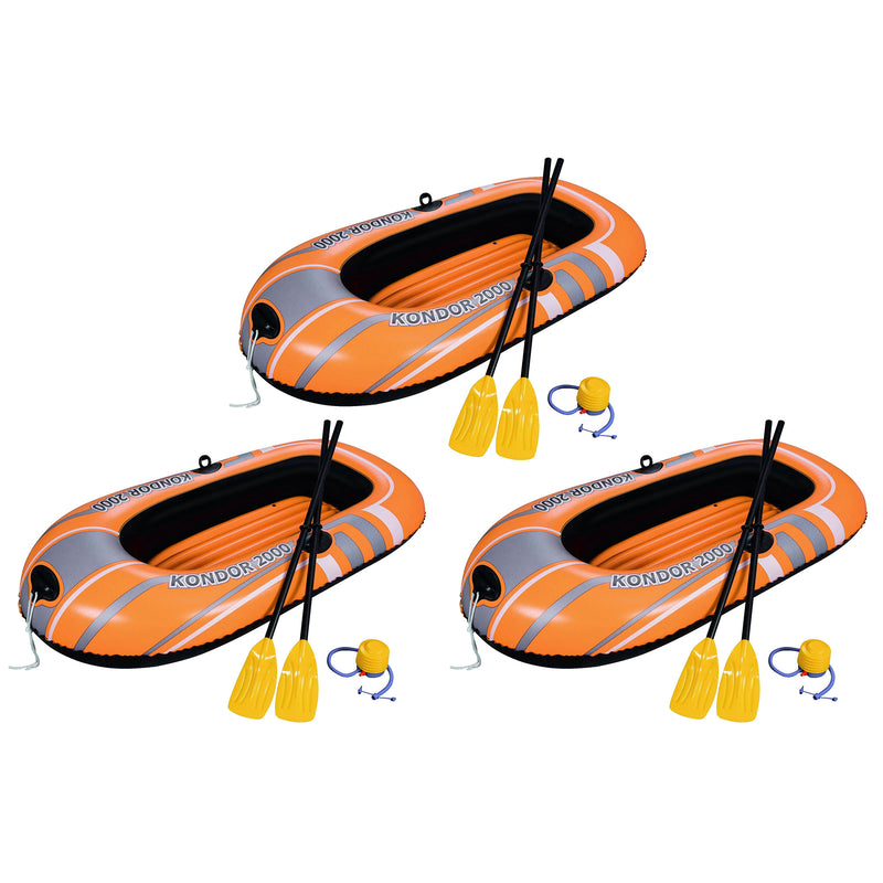 Bestway 77x45 Inches HydroForce Inflatable Raft Set with Oars and Pump (3 Pack)