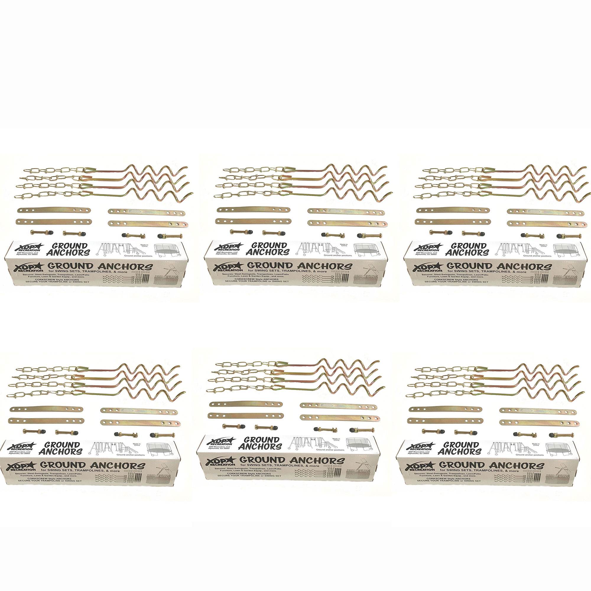 XDP Recreation Swing Set Trampoline & Patio Furniture Ground Anchor Kit (6 Pack)