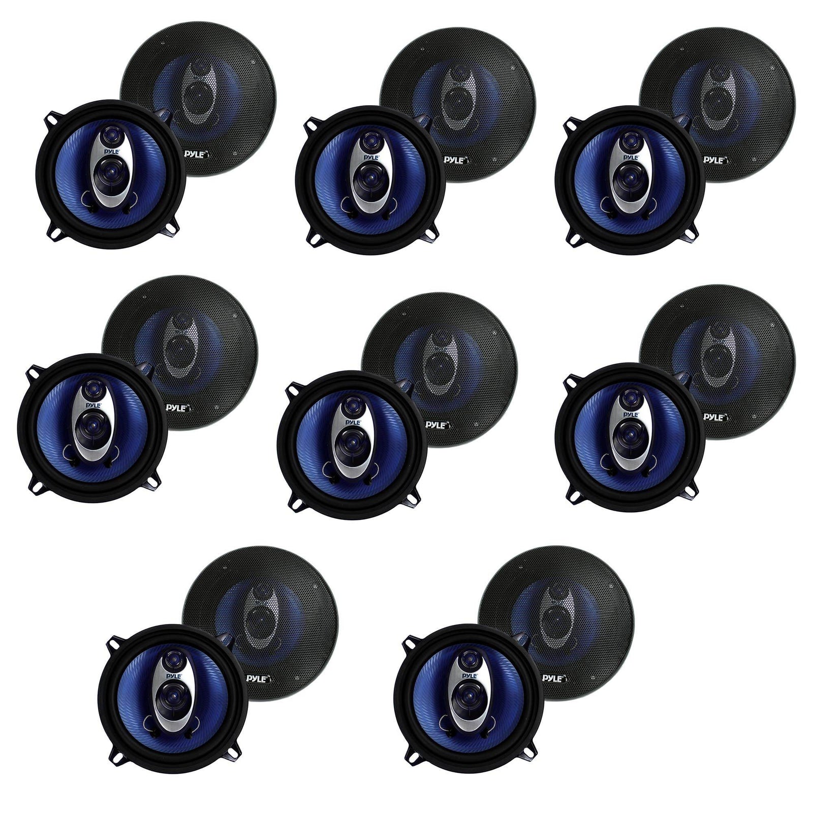 Pyle PL53BL 5.25" 200W 3-Way Car Audio Triaxial Speakers Stereo, Blue (16 Pack) - VMInnovations