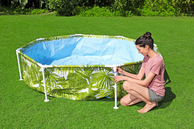 Kids Splash-in-Shade Round Above Ground Pool w/ Canopy, Green (Open Box)
