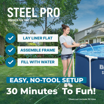 Bestway Steel Pro 10'x30" Above Ground Swimming Pool Set w/Filter Pump(Open Box)