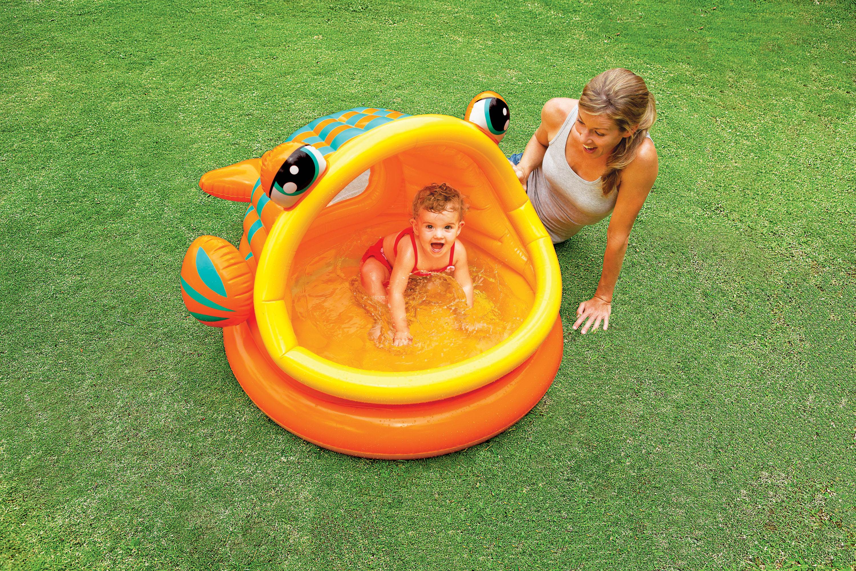 Intex Sun+Shade Inflatable Lazy Fish Baby Toddler Swimming Splash Pool (6 Pack)