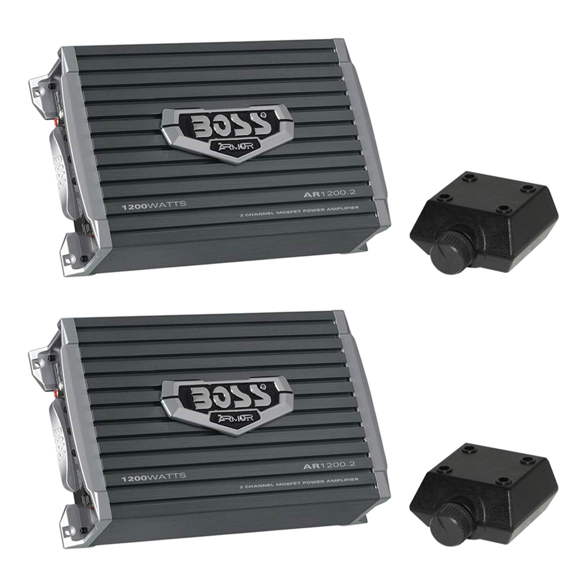 Boss Armor AR1200.2 1200 Watt 2-Channel Car Audio Amplifier with Remote (2 Pack)