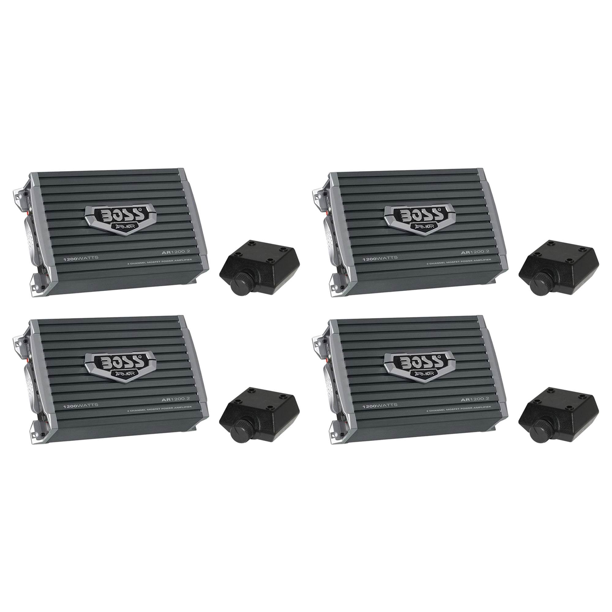 Boss Armor AR1200.2 1200 Watt 2-Channel Car Audio Amplifier with Remote (4 Pack)