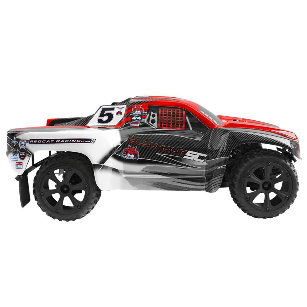 Redcat Racing Blackout SC 1/10 Scale Brushed Electric RC Truck, Red (4 Pack)