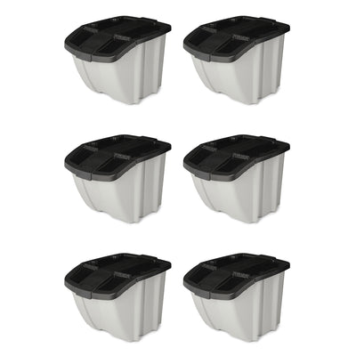 Suncast 18 Gallon Indoor/Outdoor Stackable Recycle Storage Bin, Gray (6 Pack)