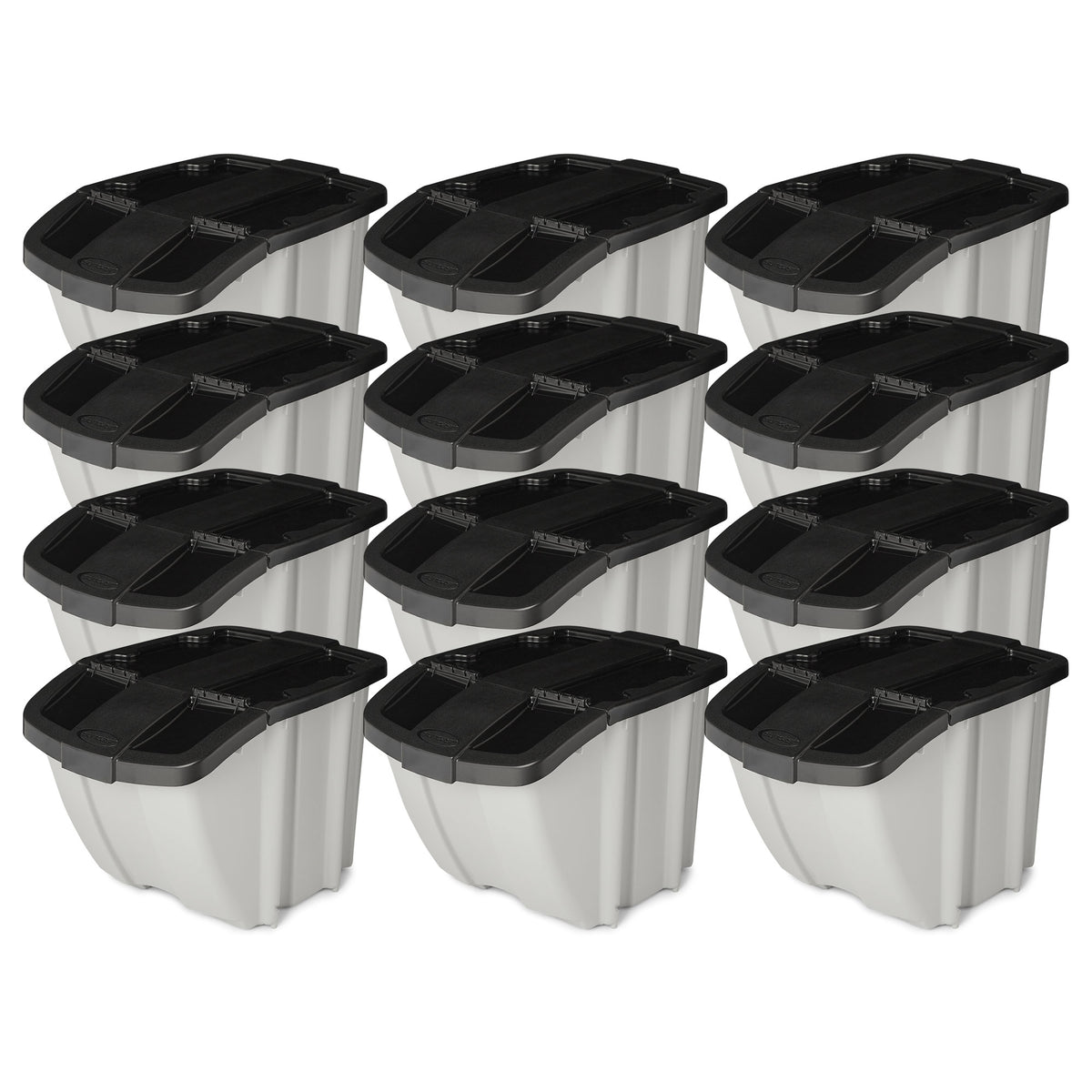 Suncast 18 Gallon Indoor/Outdoor Stackable Recycle Storage Bin, Gray (12 Pack)