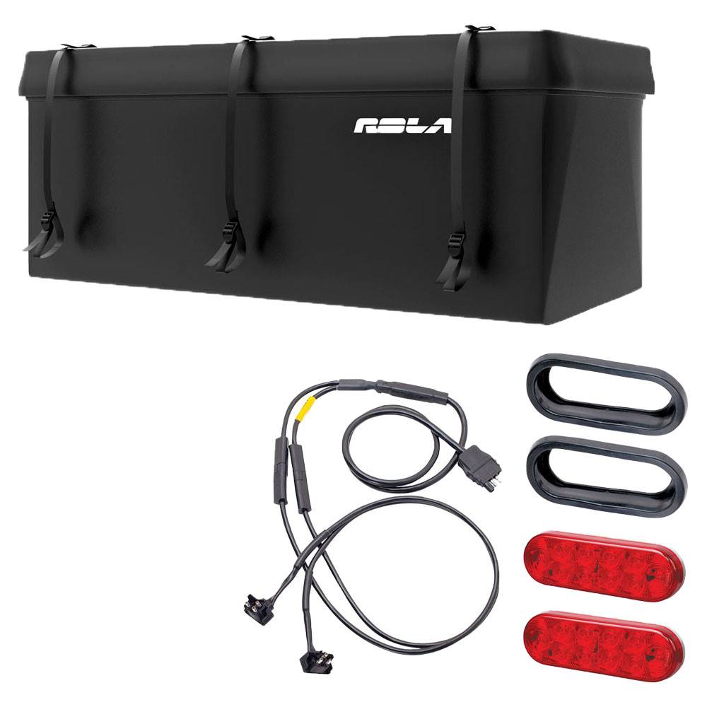 Rola Cargo Carrier Basket Rack LED Light Kit + Waterproof Trailer Hitch Bag