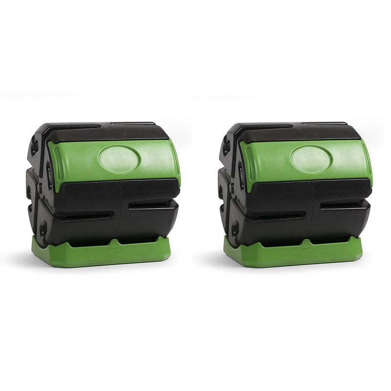 FCMP Outdoor HOTFROG 37 Gallon Chamber Rolling Compost Tumbler Bin (2 Pack)