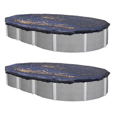 Swimline 18 x 38 Ft. Oval Above Ground Winter Swimming Pool Cover, Blue (2 Pack)