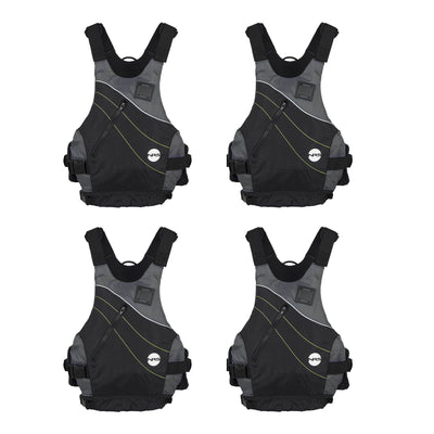 NRS Vapor Adult Large X-Large Type III Boating Life Jacket Vest, Black (4 Pack)