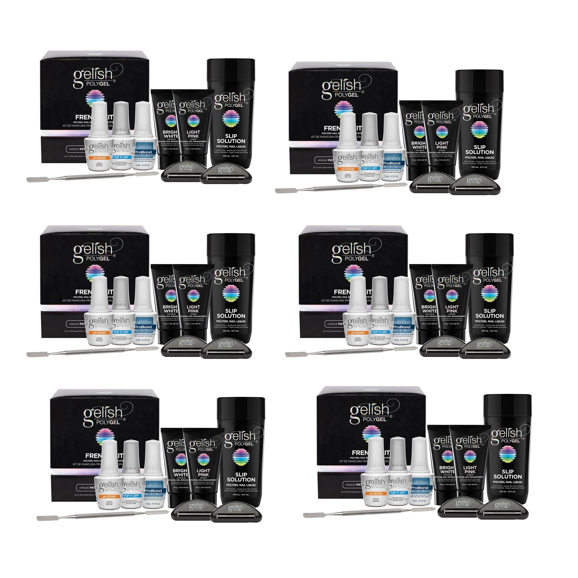 Gelish PolyGel Professional Nail Technician Enhancement French Kit (6 Pack)