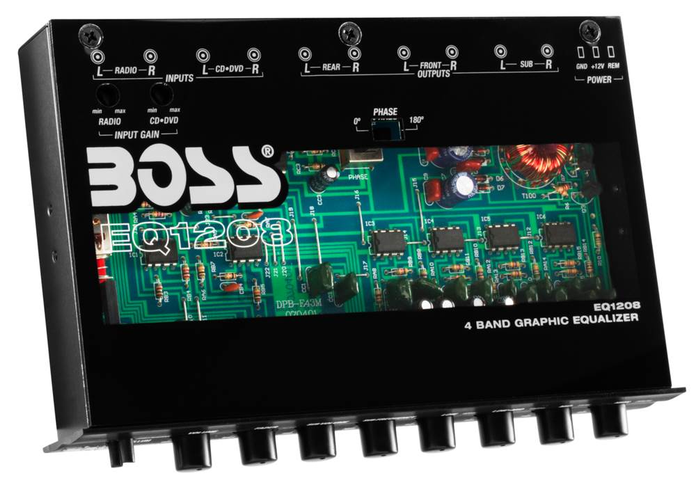 Boss EQ1208 4-Band Preamp Car Audio Equalizer w/ Subwoofer Sub Output (4 Pack)