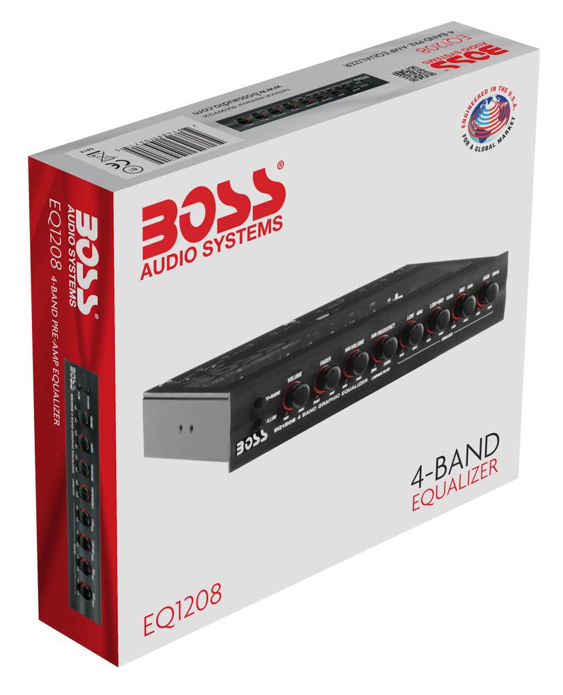 Boss EQ1208 4-Band Preamp Car Audio Equalizer w/ Subwoofer Sub Output (4 Pack)