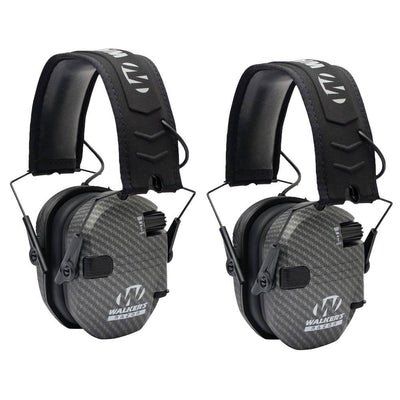 Walker's Razor Series Protection Slim Shooter Folding Earmuffs, Carbon (2 Pack)