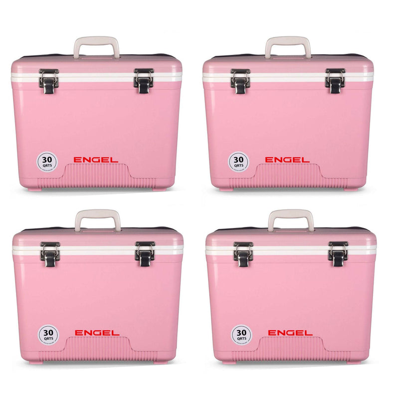 Engel Coolers 30 Quart 48 Can Lightweight Insulated Cooler Drybox, Pink (4 Pack)