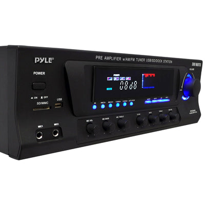 Pyle Pro 300W Home Amplifier Receiver Stereo Dock AM/FM USB/SD (2 Pack)