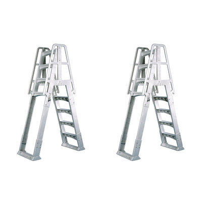 Vinyl Works Ladder with Barrier for Swimming Pools 48 - 56" Tall, White (2 Pack)