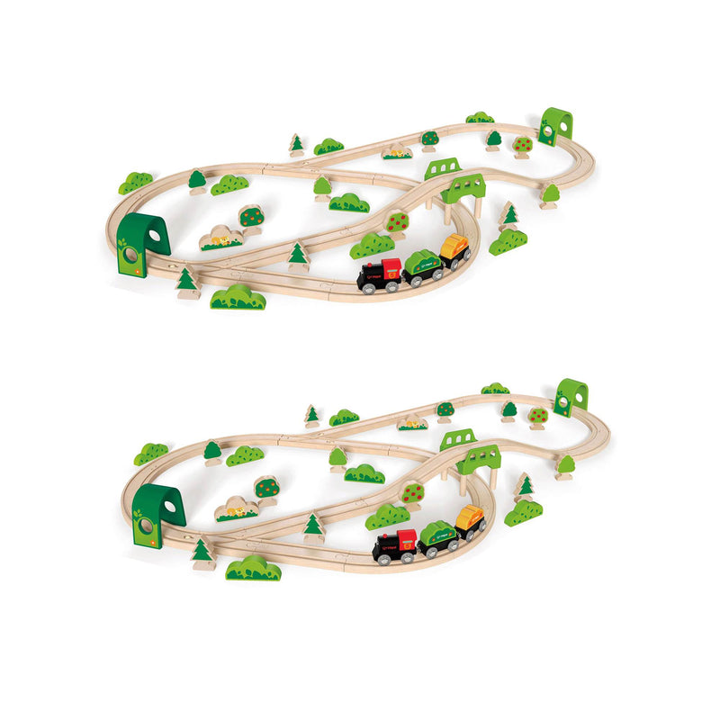 Hape Forest Railway Wooden Train Play Set with Track, Trees&Bridges (2 Pack)