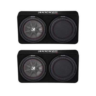 Kicker 1000W Dual 12" 4-Ohm Slim Shallow Subwoofer Sealed Enclosure (2 Pack)