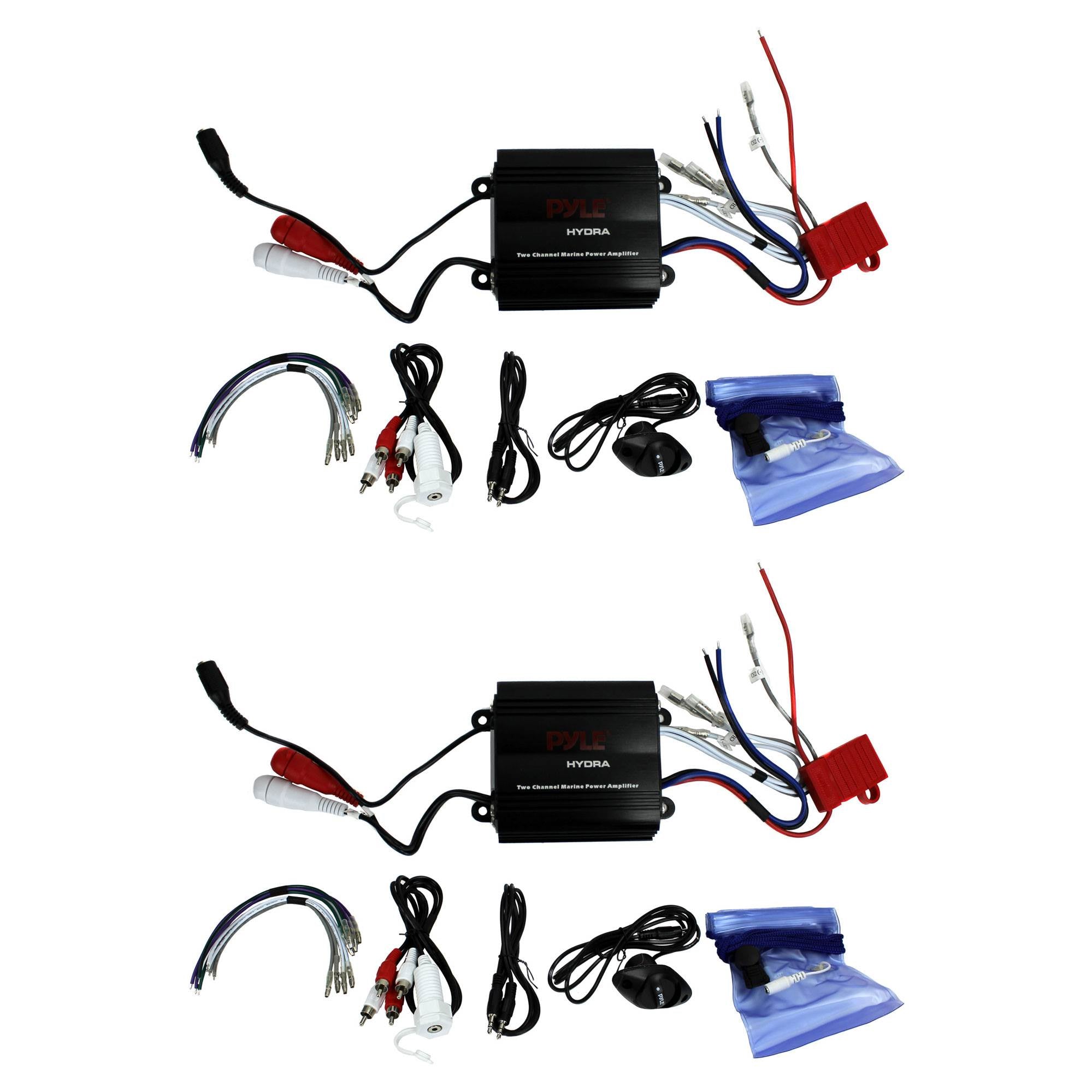 Pyle 800 Watt 4-Channel Waterproof Micro Marine Amplifier Amp Stereo (2 Pack)