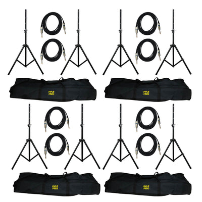 Pyle Pro DJ PA Speaker Monitor Pole Mount Stands + 0.25" Cable Kit (8 Pack)