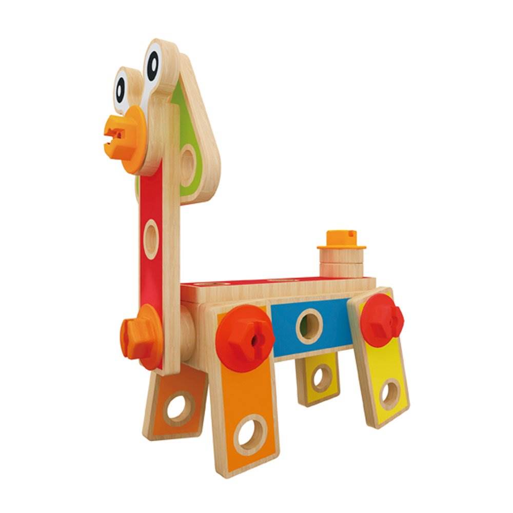 Hape Wooden 42 Piece Toddler Colorful Blocks Basic Builder Play Set (12 Pack)