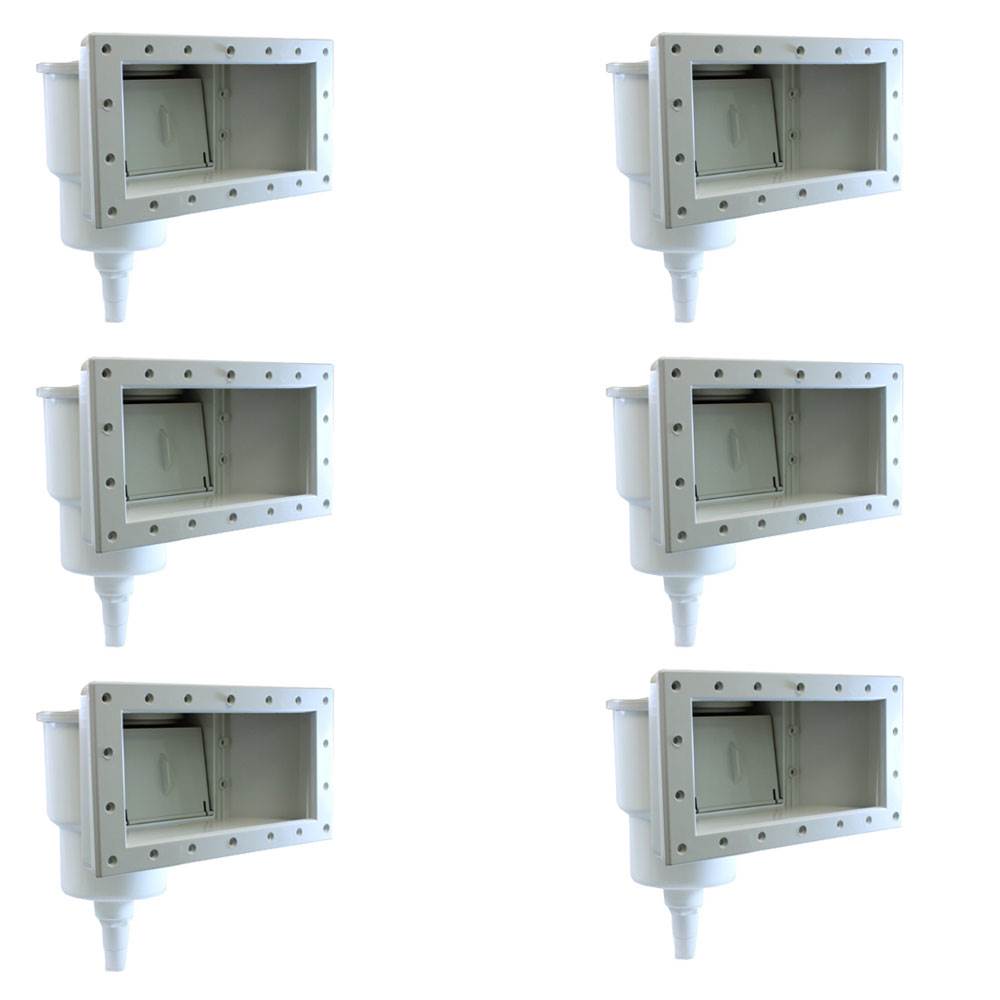 Hydro Tools ABS Wide Mouth Through Wall Above Swimming Pool Skimmer Kit (6 Pack) - VMInnovations