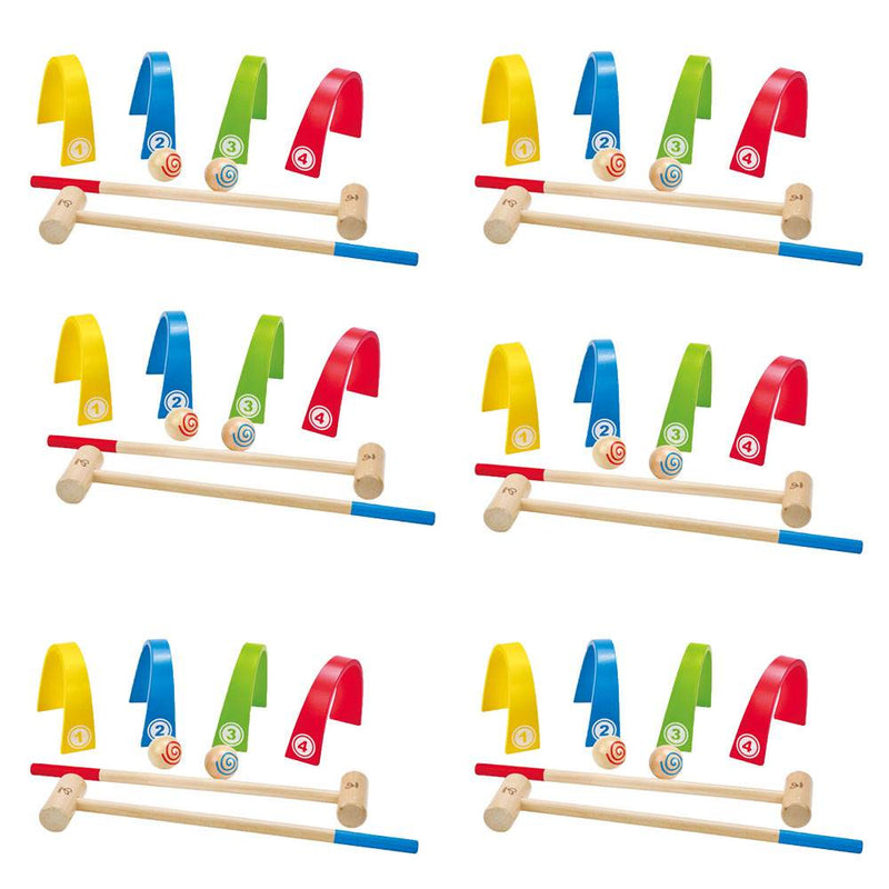 Hape Wooden Kids Outdoor or Indoor Colorful Croquet Set for 2 Players (6 Pack)