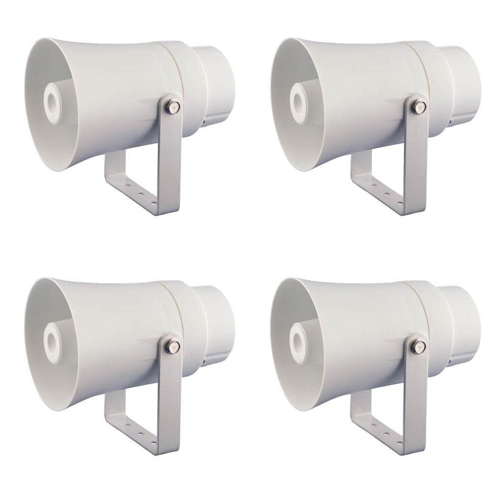 PYLE Aluminum 5.6" Indoor Outdoor PA Horn Speaker 70 Volt 8 Ohms, White (4 Pack) - VMInnovations