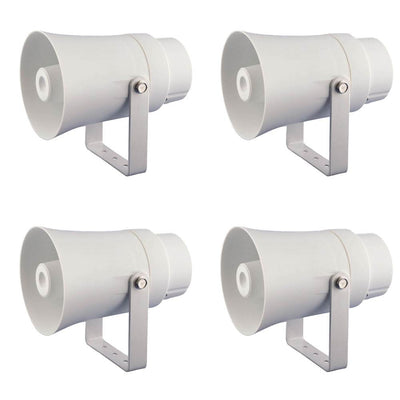 PYLE Aluminum 5.6" Indoor Outdoor PA Horn Speaker 70 Volt 8 Ohms, White (4 Pack) - VMInnovations