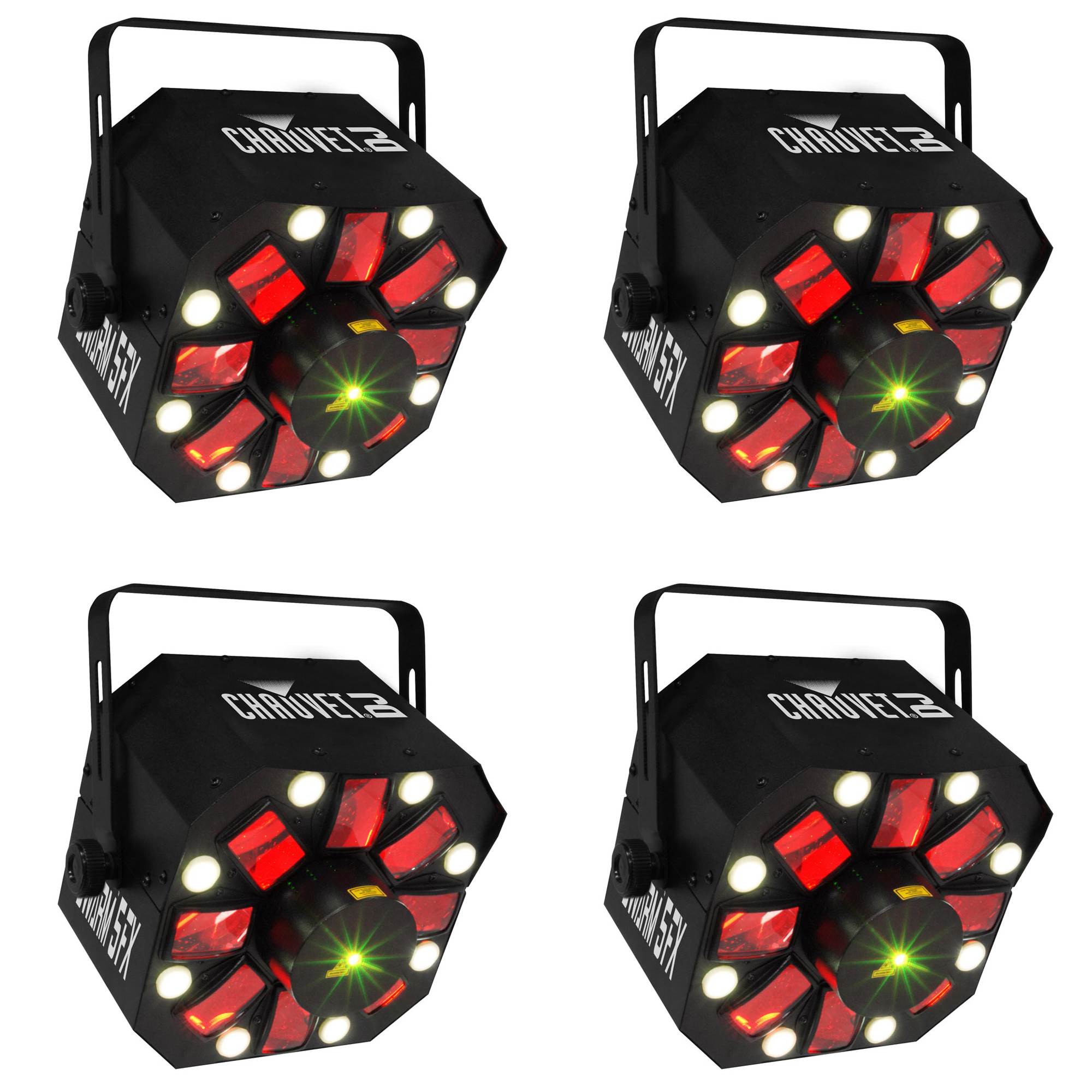 Chauvet DJ SWARM 5 FX RGBAW LED Active Derby, Strobe Laser Party Light (4 Pack)