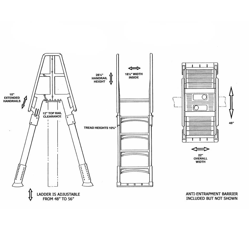 Vinyl Works A Frame Ladder with Barrier for Pools 48 to 56" Tall, Taupe (2 Pack) - VMInnovations