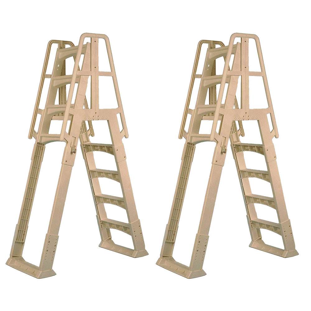 Vinyl Works A Frame Ladder with Barrier for Pools 48 to 56" Tall, Taupe (2 Pack) - VMInnovations