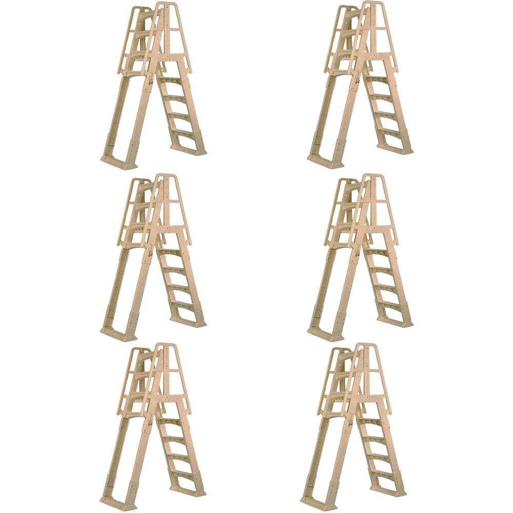 Vinyl Works A Frame Ladder with Barrier for Pools 48 to 56" Tall, Taupe (6 Pack)